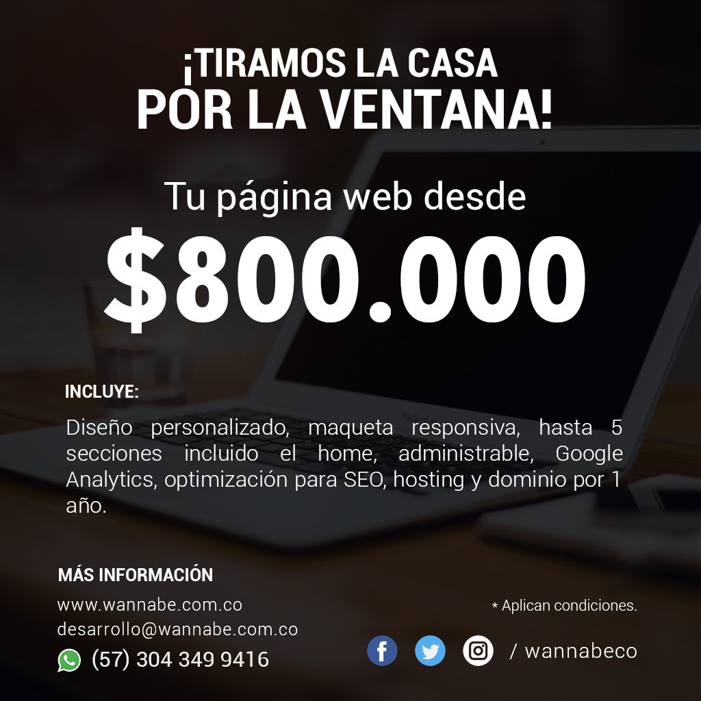 Creamos tú página web desde $800.000